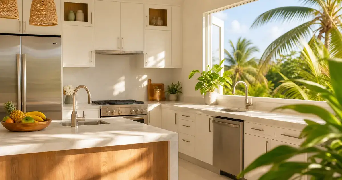 Coastal Jamaican home setting representing climate effects on appliances