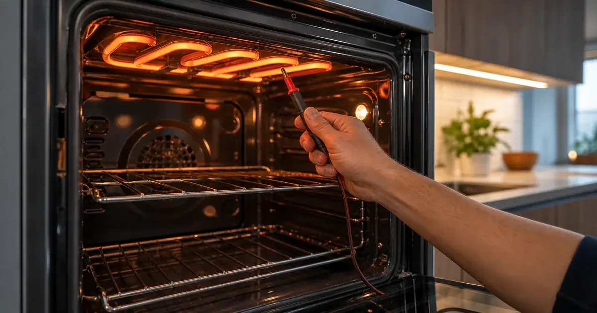 Oven interior being serviced and tested for even heating
