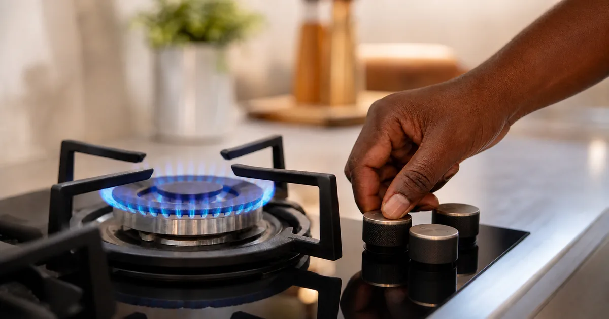 Gas stove burner being serviced safely by a Baytech technician